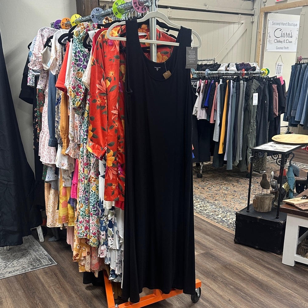 Garnet hill black maxi length dress new with tags